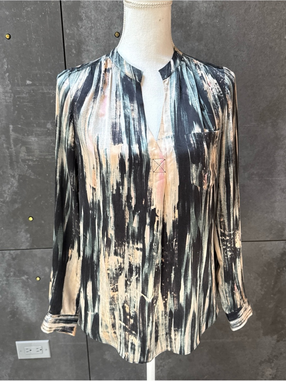Rebecca Taylor Silk Top multicolor Print Blouse Womens Size 2.
